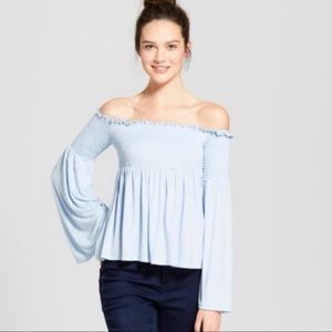 Mossimo Supply Co Blue Off-the-Shoulder Top XS EUC